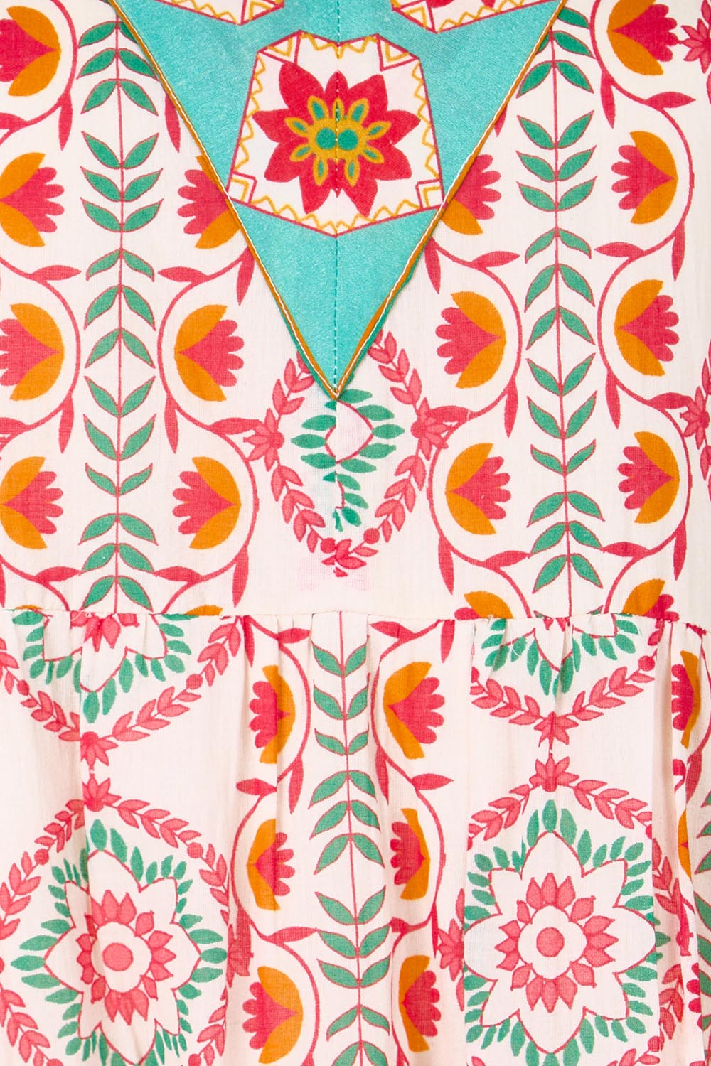 Product shot of the Jim Jim Falls Cotton Long Dress – Mosaic in colour Mosaic, showing detail