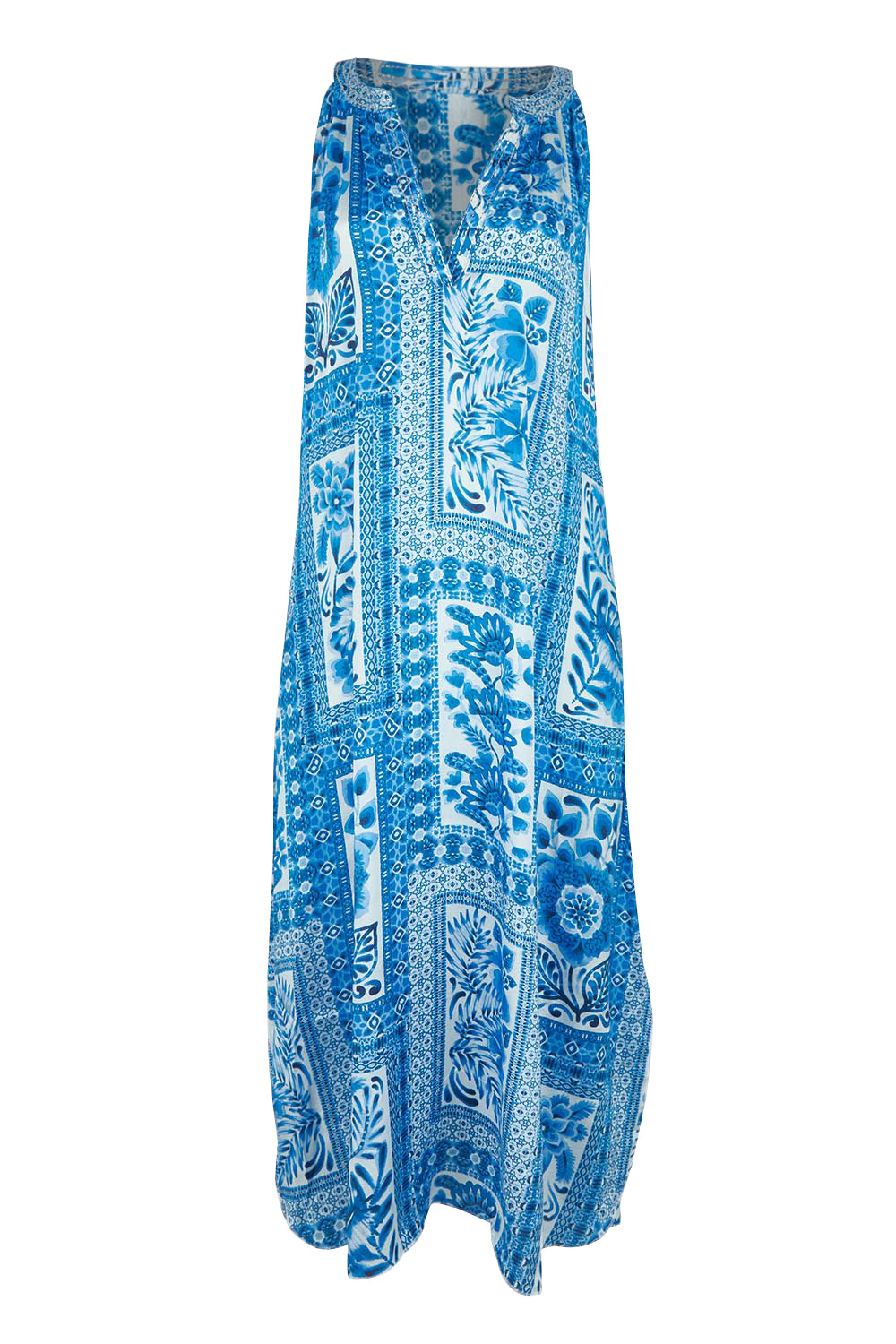 Product shot of the Sapphire Beach Long Dress in colour Bluewhite (Blue), from the front