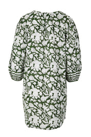 Product shot of the East Woody Point Cotton Dress – Green in colour Green, from the back