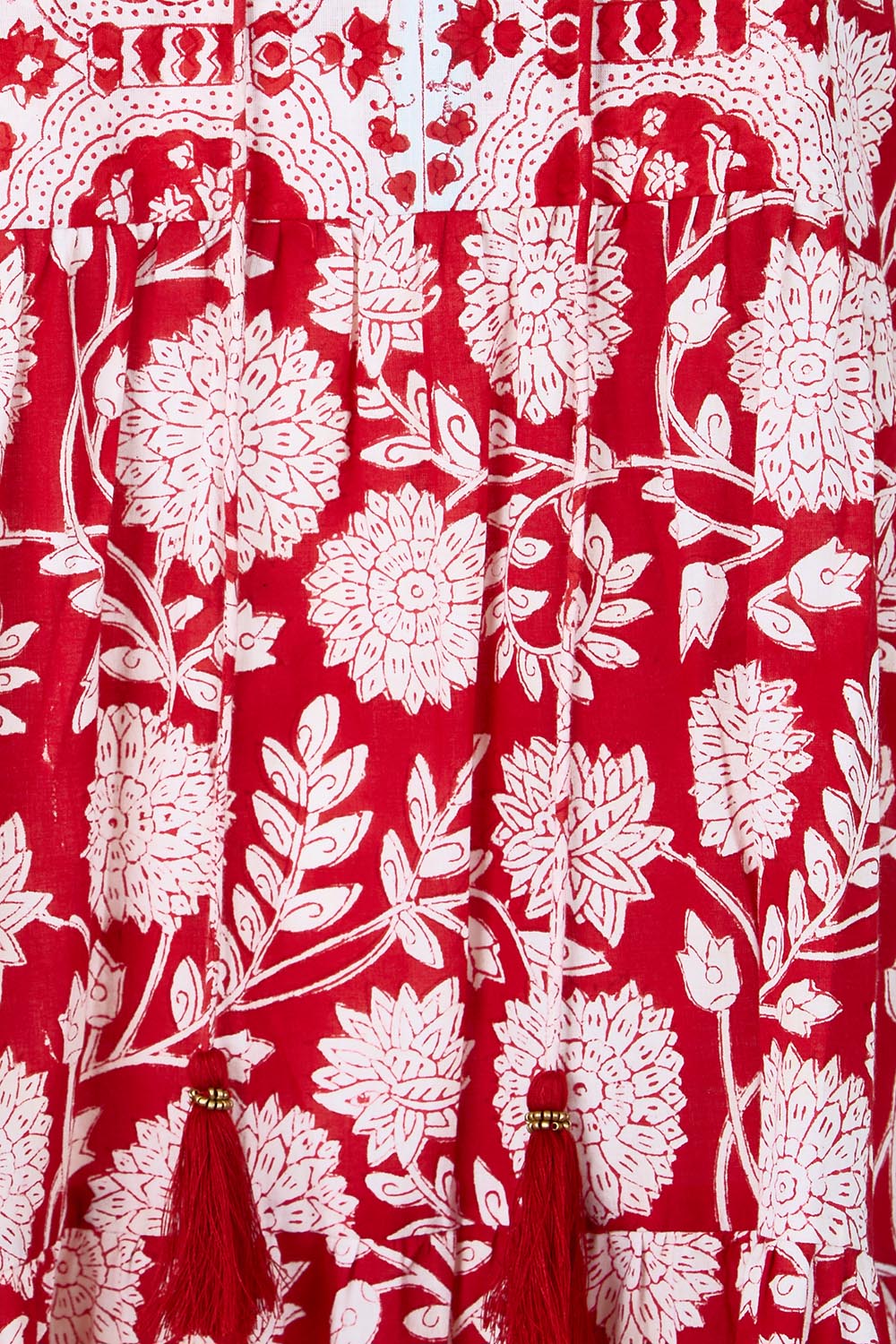 Product shot of the Hyams Beach Cotton Dress – Redblue in colour Redblue, showing detail