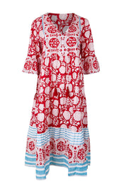 Product shot of the Hyams Beach Cotton Dress – Redblue in colour Redblue, from the front