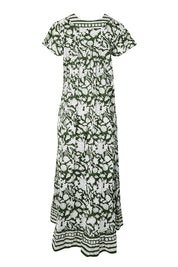 Product shot of the Kurrawa Beach Cotton Dress – Green in colour Green, from the back