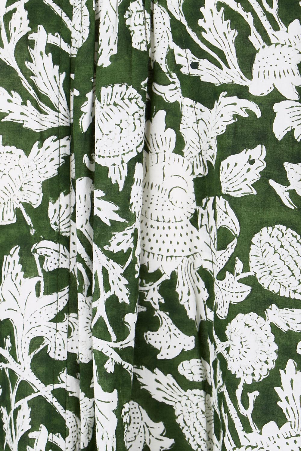 Product shot of the Kurrawa Beach Cotton Dress – Green in colour Green, showing detail