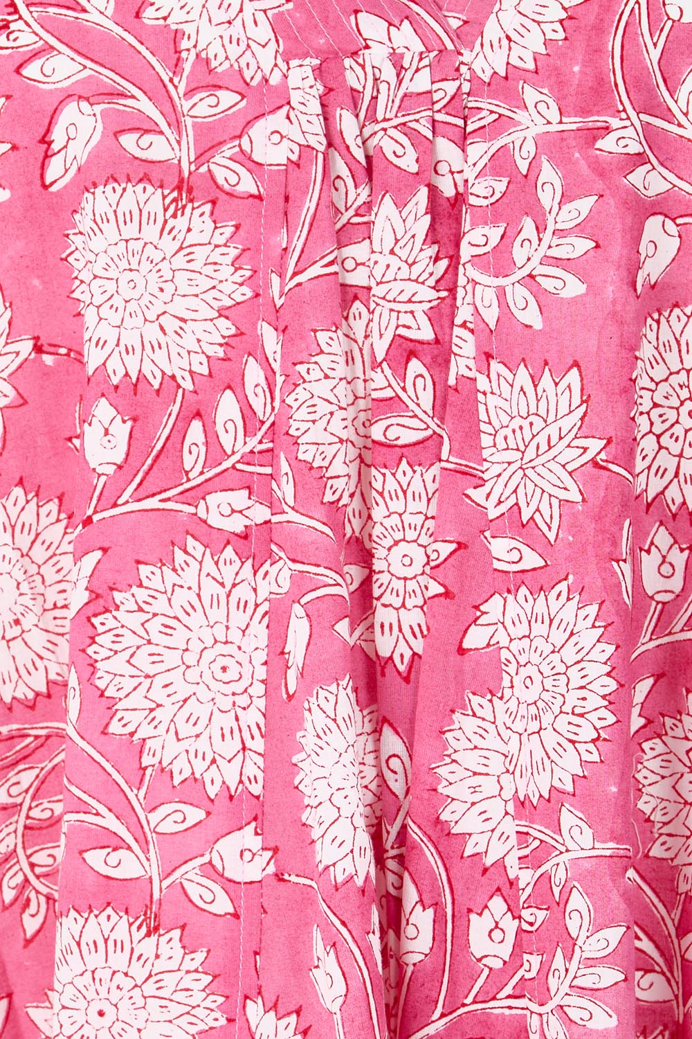 Product shot of the Kurrawa Beach Long Cotton Dress - Pinkorange in colour Pinkorange, showing detail