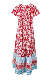 Product shot of the Kurrawa Beach Cotton Dress – Redblue in colour Redblue, from the back