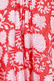 Product shot of the Kurrawa Beach Long Cotton Dress in colour Redcoral (Red), detail