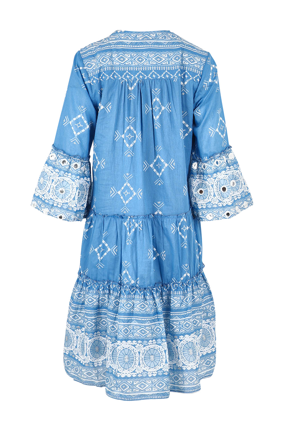 Product shot of the Dee Why Beach Cotton Dress in colour Lightblue (Blue), from the back