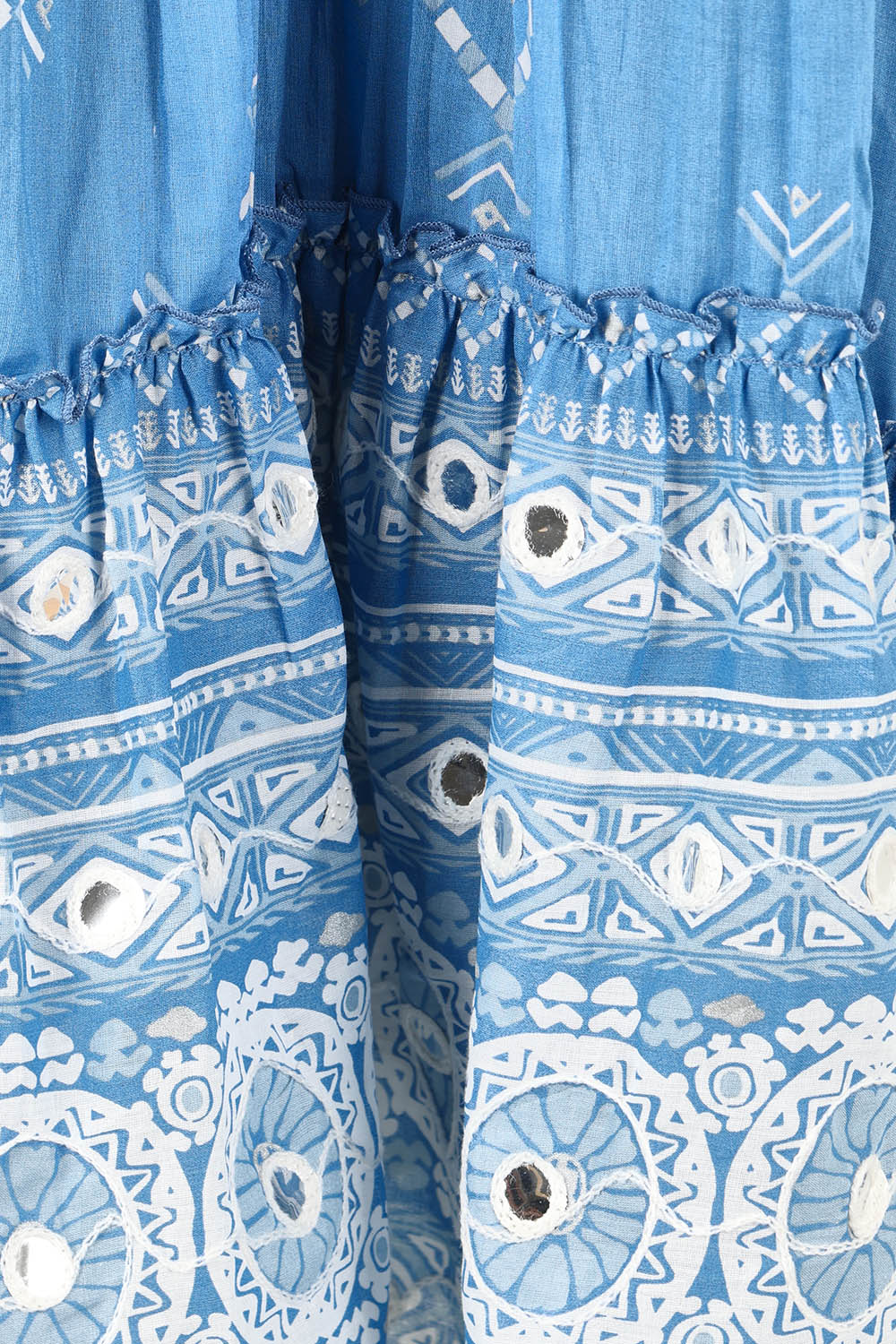 Product shot of the Dee Why Beach Cotton Dress in colour Lightblue (Blue), detail