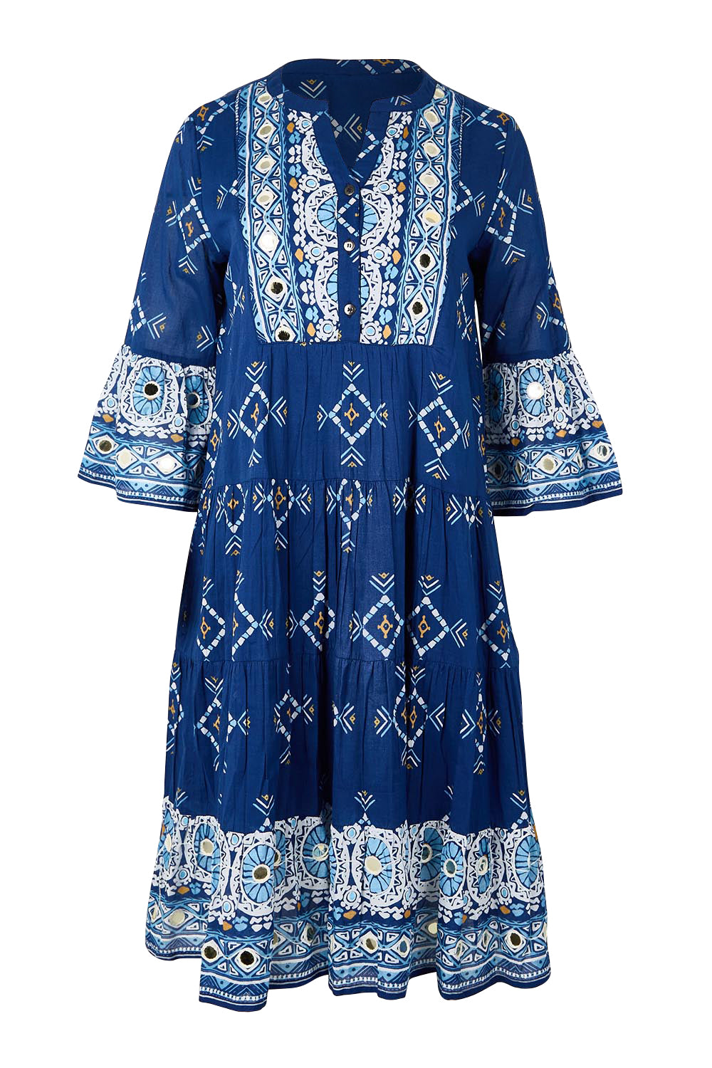 Product shot of the Dee Why Beach Cotton Dress – Navy in colour Navy, from the front