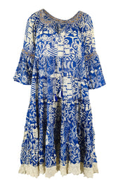 Product shot of the Tathra Beach Cotton Dress in colour Blue (Blue), from the front