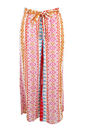 Product shot of the Moon Bay Cotton Pants in colour Multipink (Pink), from the front
