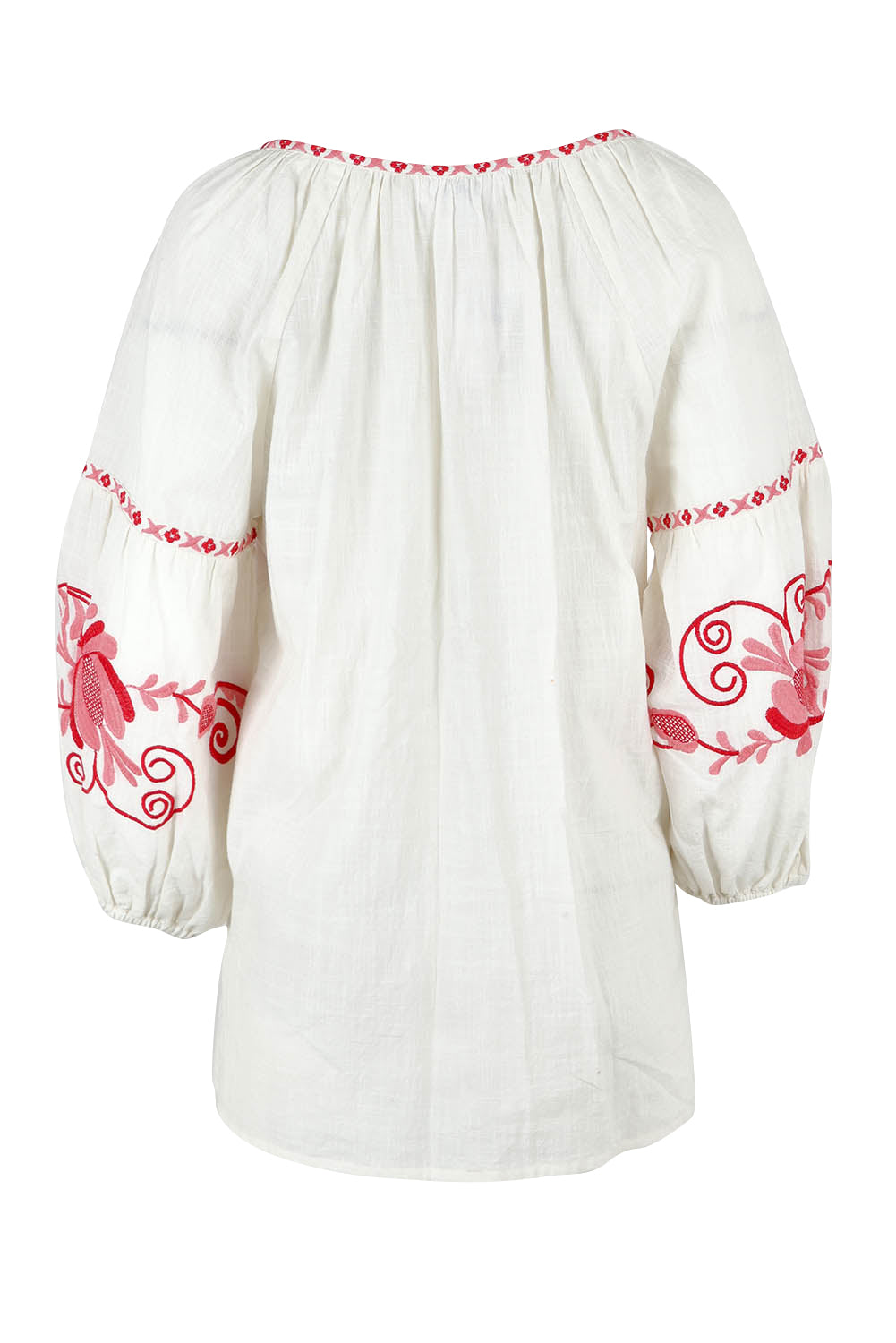 Product shot of the Whitehaven Beach Cotton Blouse in colour Whitepink (White), from the back