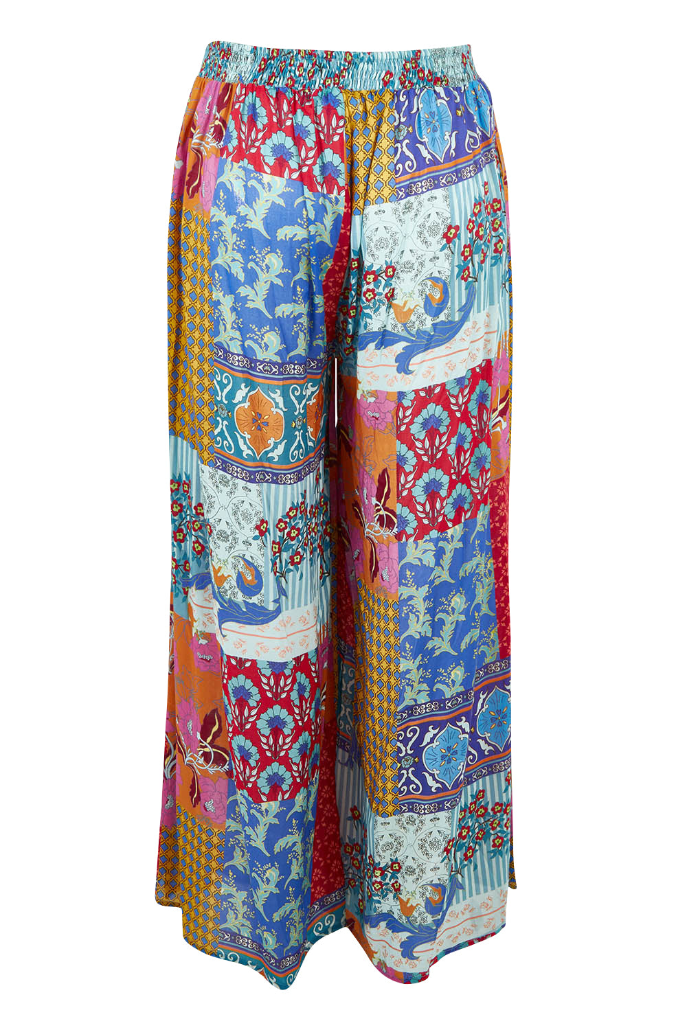 Product shot of the Burleigh Beach Pant in colour Patchmulti, from the back
