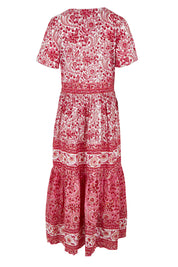 Product shot of the Cottesloe Beach Cotton Maxi Dress in colour Pinkfloral (Pink), from the back