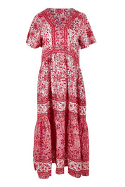 Product shot of the Cottesloe Beach Cotton Maxi Dress in colour Pinkfloral (Pink), from the front