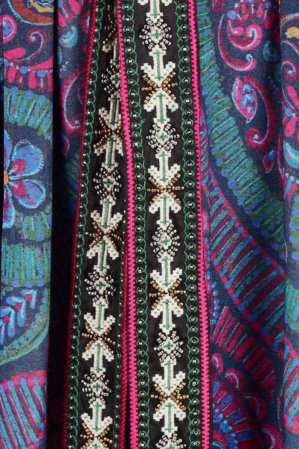 Product shot of the Edith Falls Maxi Dress in colour Paisley, detail