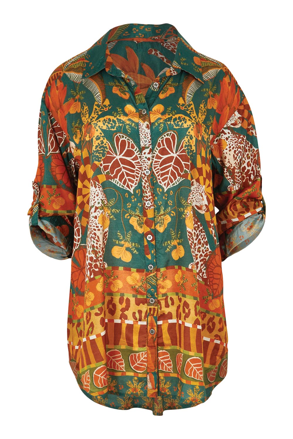 Product shot of the Wentworth Falls Shirt in colour Leopard, detail