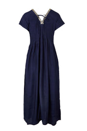 Product shot of the San Rafael Falls Kimono Dress – Deepsea in colour Deepsea, from the back