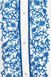 Product shot of the Ipanema Beach Cotton Embroidered Dress in colour Whiteblue (Blue), detail