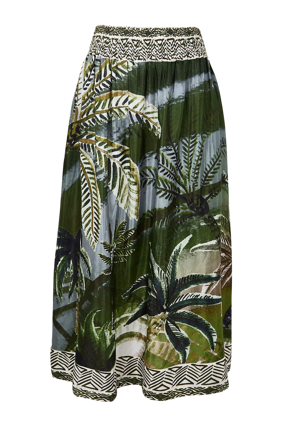 Product shot of the Palm Cove Long Skirt – Tropical in colour Tropical, from the front
