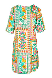 Product shot of the Sapphire Beach Shift Dress in colour Multi, from the back