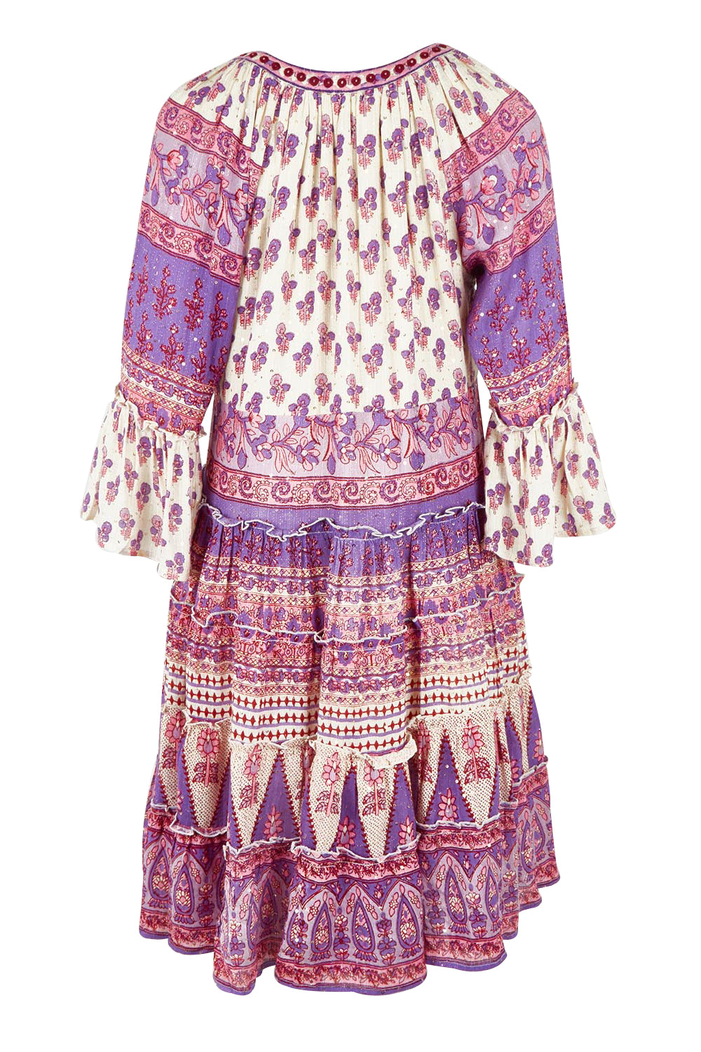 Product shot of the Angel Falls Dress in colour Pink (Pink), from the back