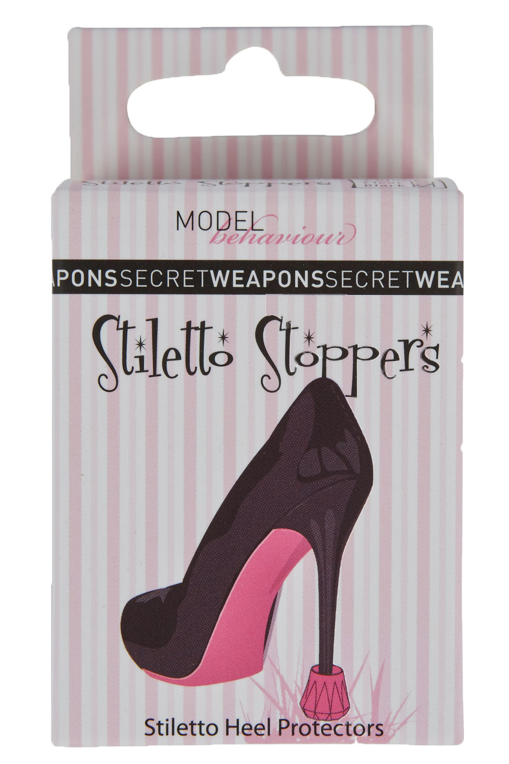 Product shot of the Stiletto Stoppers in colour Black (Black), from the front