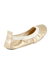 Product shot of the Fold Up Flats in colour Golden (Metallics), from the back