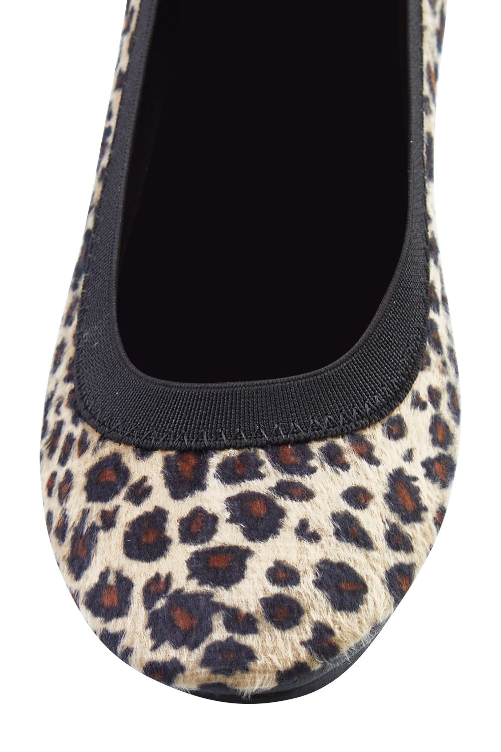 Product shot of the Fold Up Flats in colour Leopard (Black), detail