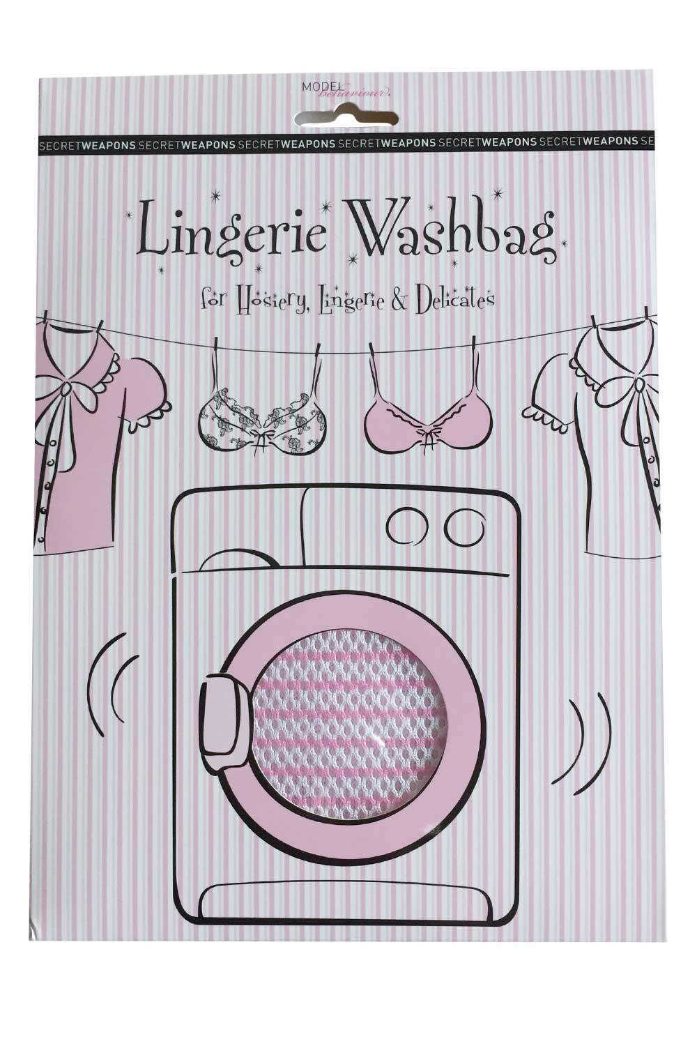 Product shot of the Lingerie Wash Bag in colour Pink (Pink), from the front