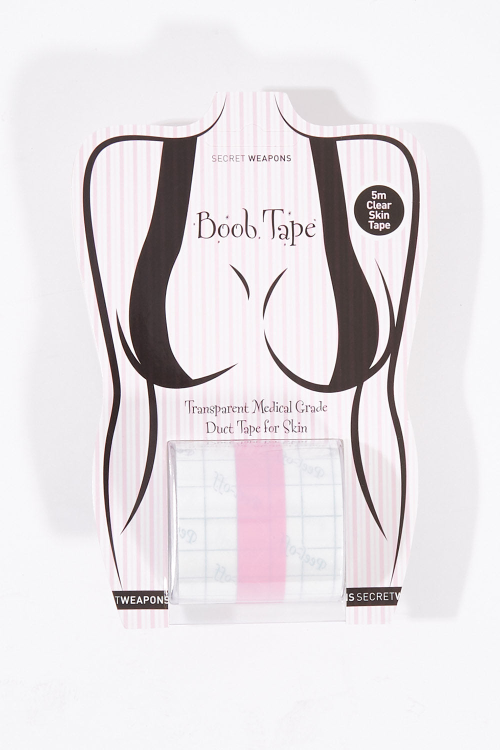 A model wearing size OneSize of the Boob Tape in colour Clear, from the front, showing the whole outfit