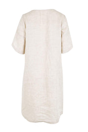 Product shot of the Envelope Sleeve Dress – Natural in colour Natural, from the back