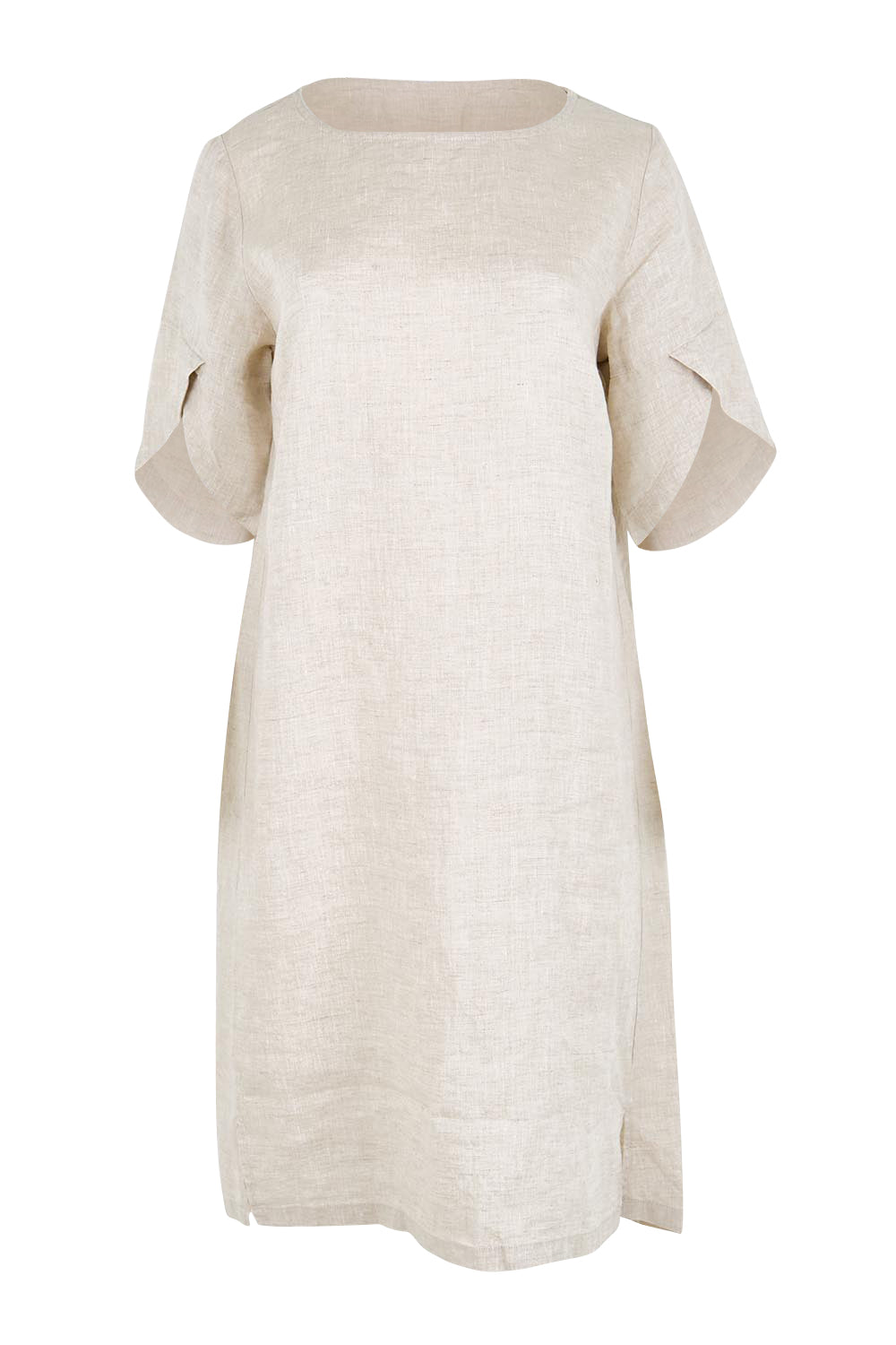 Product shot of the Envelope Sleeve Dress – Natural in colour Natural, from the front