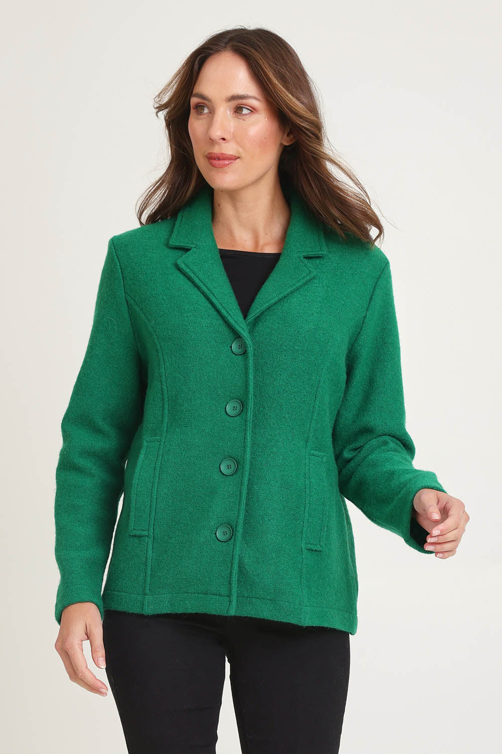 Boiled Wool Blazer – Green