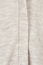 Product shot of the Longline Panel Zip Boiled Wool Coat in colour Natural, detail
