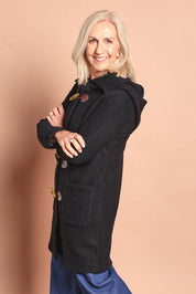 Duffle Boiled Wool Coat – Black
