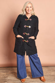 Duffle Boiled Wool Coat – Black