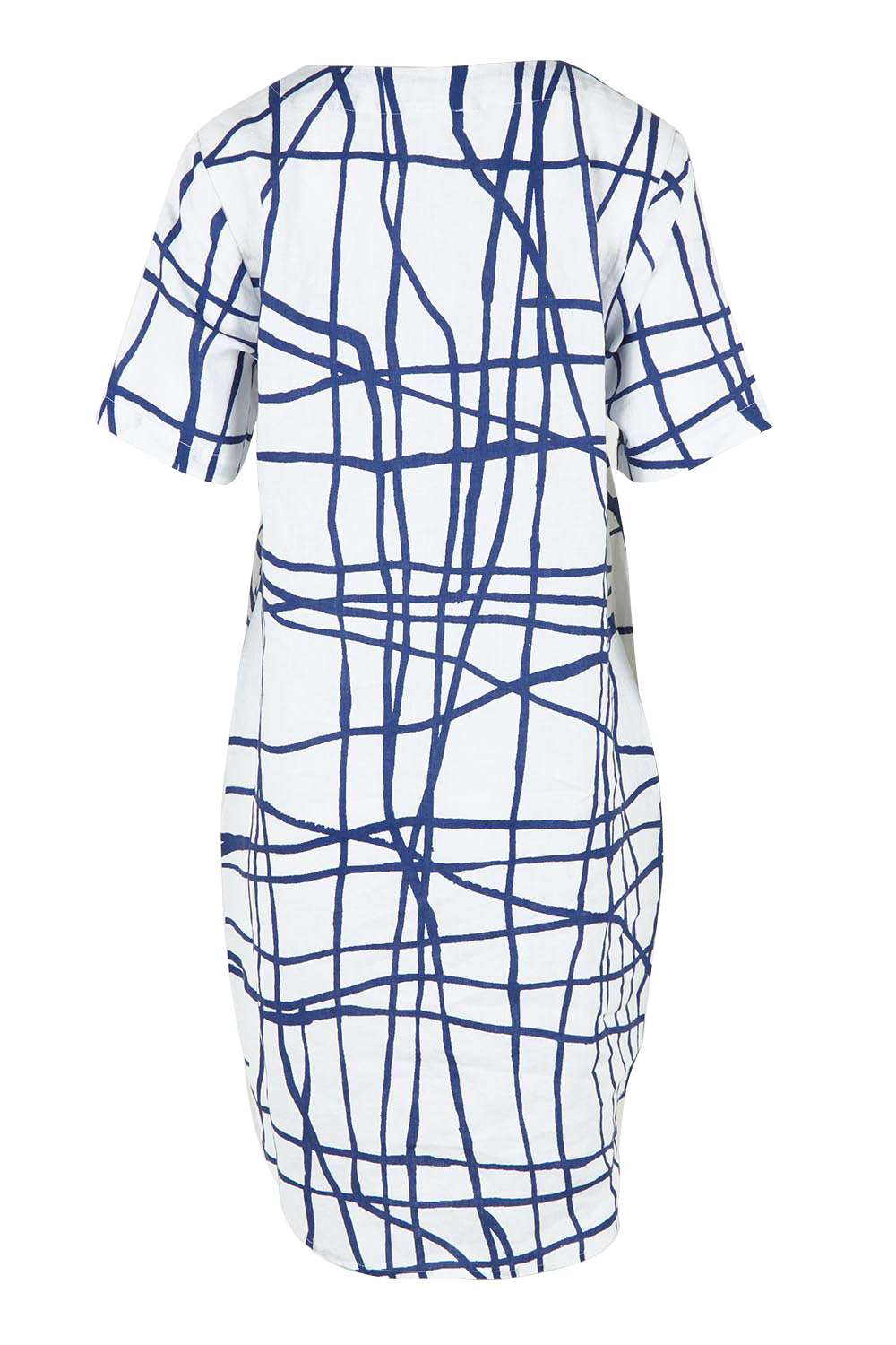 Product shot of the Tokyo Soft V Neck Linen Dress in colour Tokyo, from the back