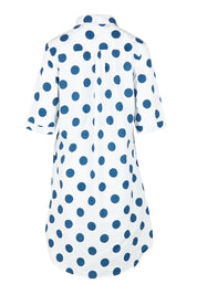 Product shot of the Denim Spot Cotton Shirtmaker Dress in colour Denimspot (Blue), from the back