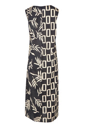 Product shot of the Spliced Cotton Maxi Dress in colour Leaf (Black), from the back