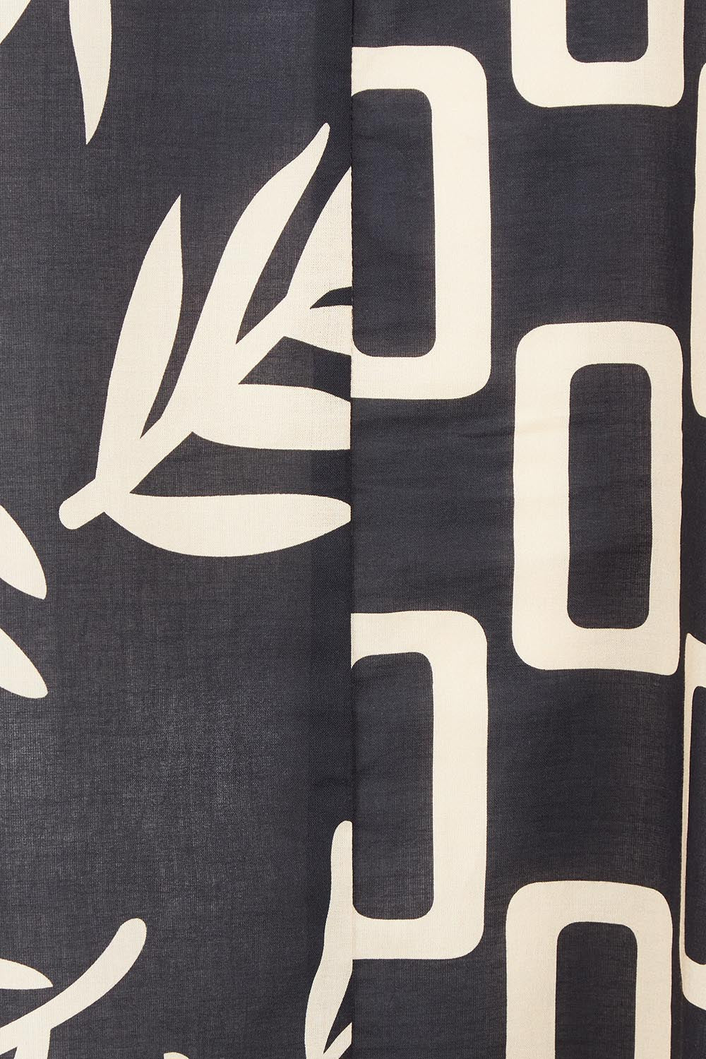 Product shot of the Spliced Cotton Maxi Dress in colour Leaf (Black), detail