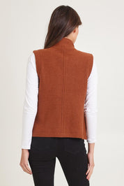 High Collar Boiled Wool Vest – Copper