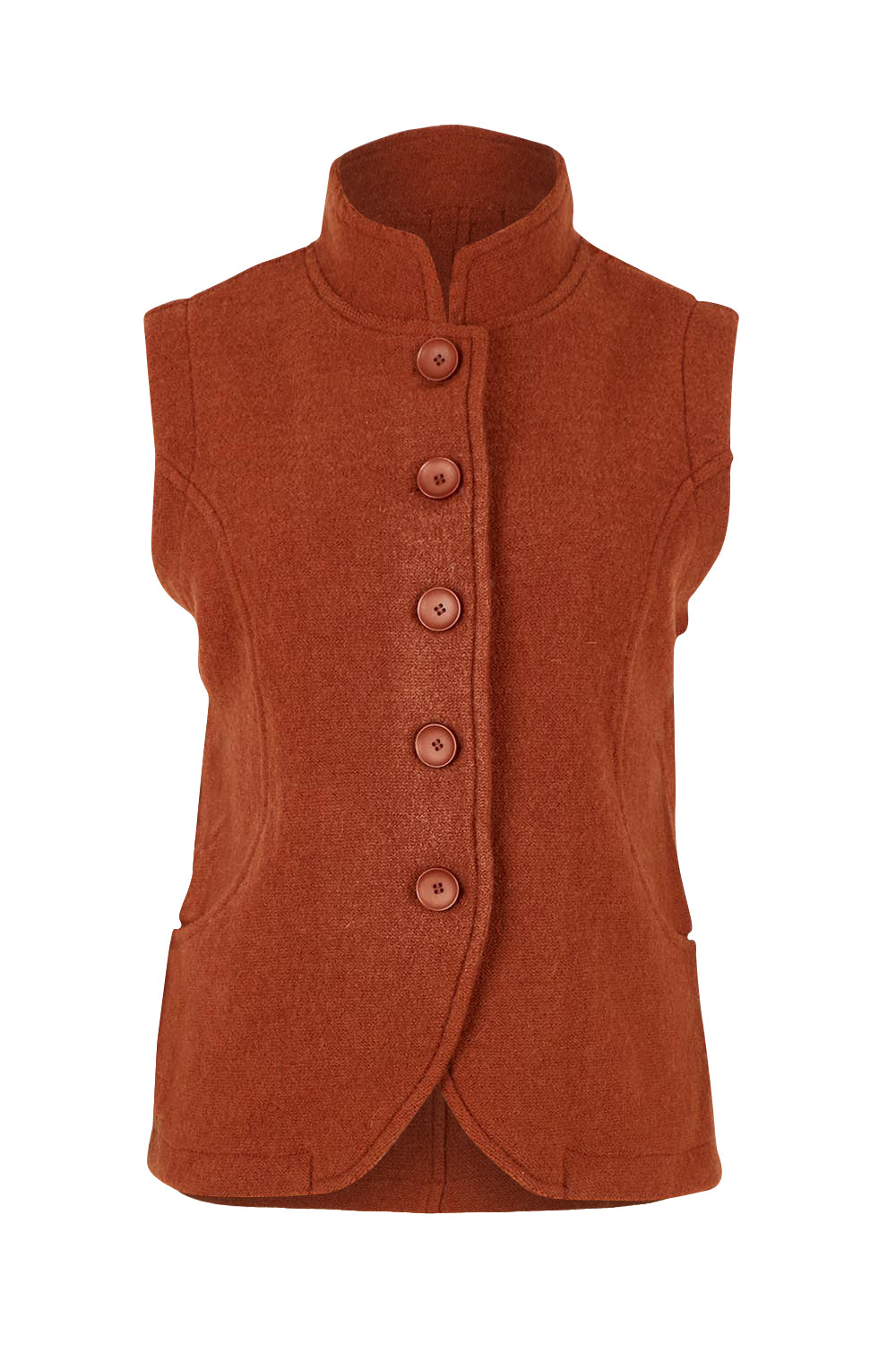 High Collar Boiled Wool Vest – Copper
