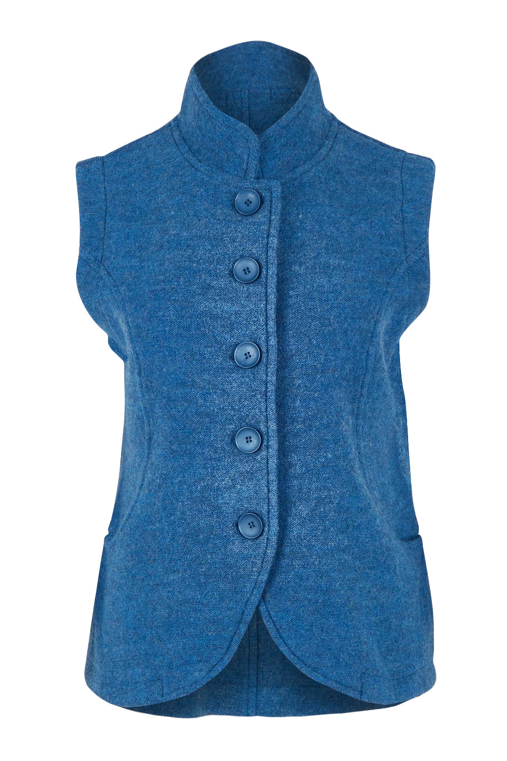 High Collar Boiled Wool Vest – Denim