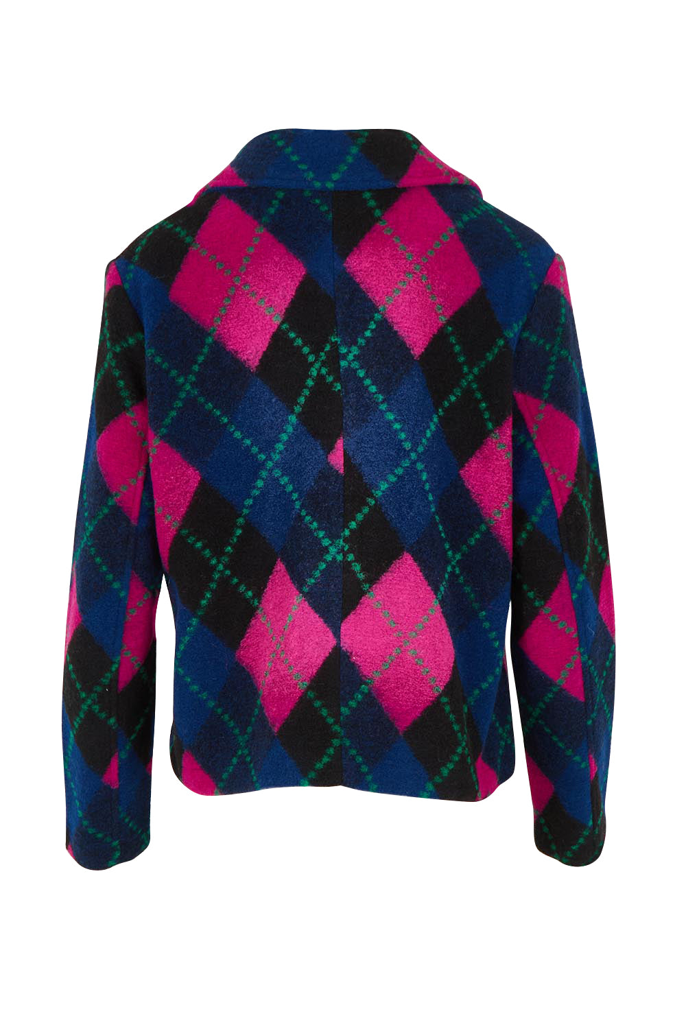 Plaid Collared Boiled Wool Jacket – Pink