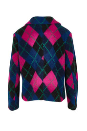 Plaid Collared Boiled Wool Jacket – Pink