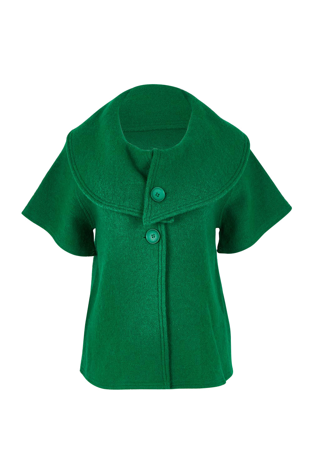 Collared Boiled Wool Crop Coat – Green