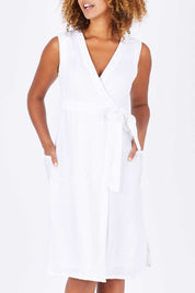 Model Summer wearing size S of the Pippa Dress in colour White (White), from the front, cropped image