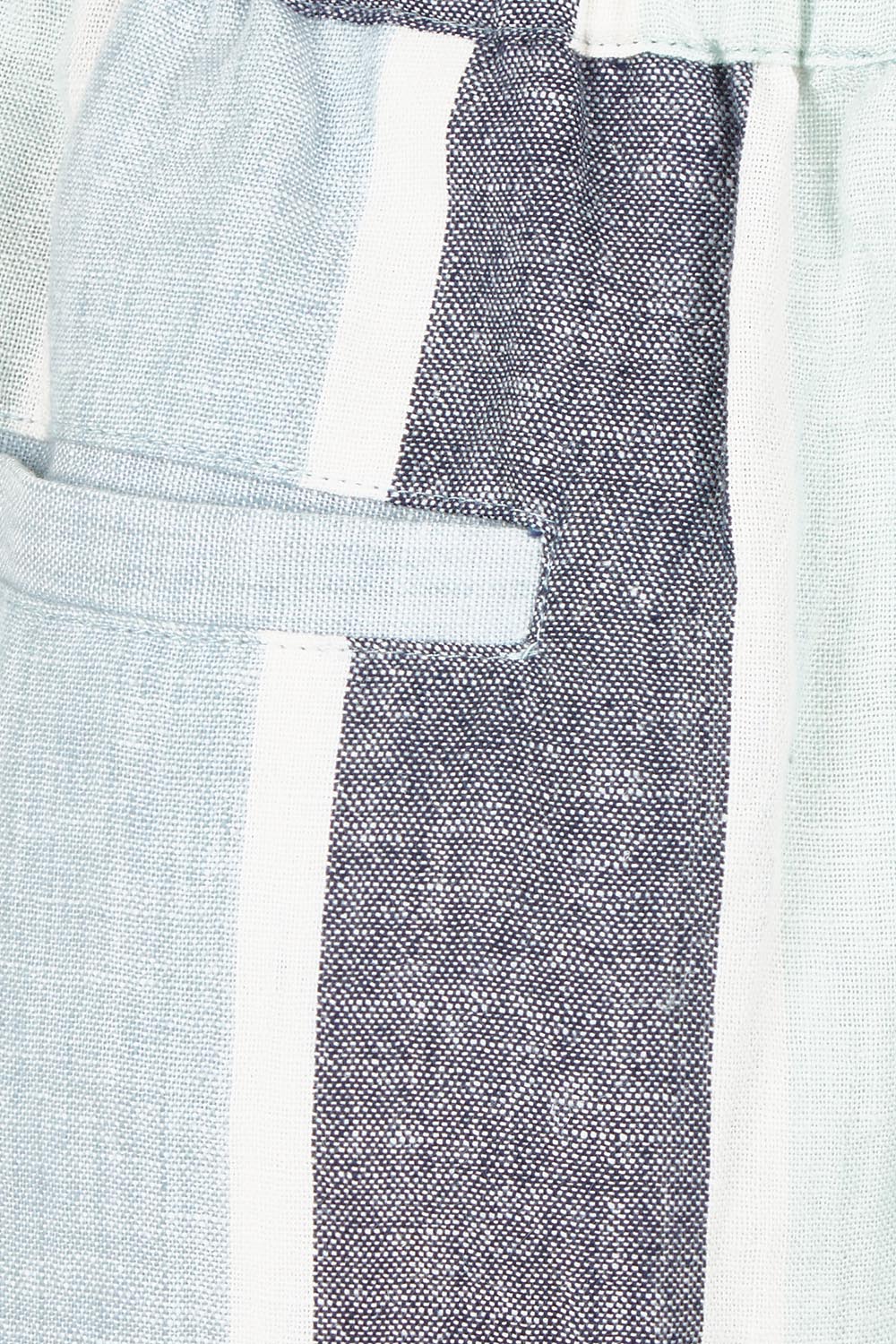 Product shot of the Positano Linen Cotton Pant in colour Tulipstrip (Blue), detail