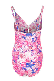 Product shot of the Tie Front Dd/E One Piece in colour Pink (Pink), from the back